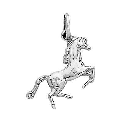 Collier pendentif cheval cabré argenté Strass et chaine fine