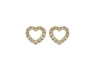 Boucles d'Oreilles Coeur Diamant Or Jaune 750 - E56923 - Réf. E56923