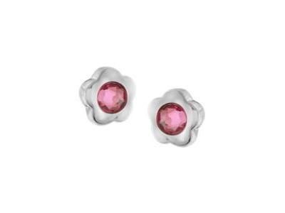 Boucles d'Oreilles Enfant Titane Fleur Cristal Rose Boccia - 05079-02 - Réf. 05079 02