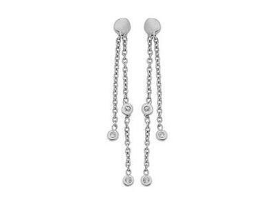 Boucles d'Oreilles Or Gris 750 Diamants Pendantes - A99514 - Réf. A99514