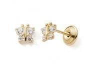 Boucles d'Oreilles Papillon Zircon Or Jaune 375  fermoir vissé NB057V - Réf. NB057V