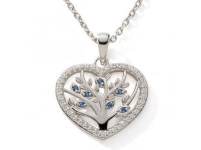 Collier Cœur Arbre de Vie en Argent 925 avec Zircon Bleu - C2914 - Réf. C2914