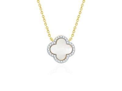 Collier Trèfle Or Jaune 750 Diamant Et Nacre Blanche - CTCL11NY - Réf. CTCL11NY