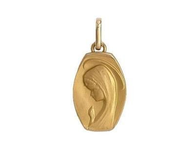 Médaille Vierge Tonneau Or Jaune 750 Satiné Lucas Lucor - Réf. R3315