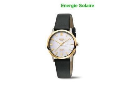 Montre Cuir Titane Plaqué-Or Solaire Boccia- 3363-02 - Réf. 3363 02