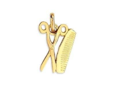 Pendentif Peigne Ciseaux De Coiffeur Or Jaune 750 - P1531 - Réf. P1531